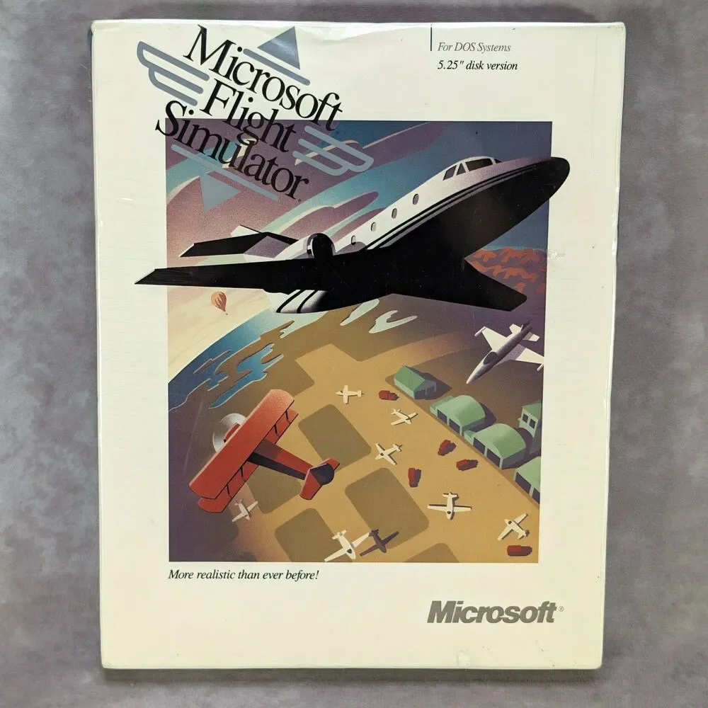 Vintage 1991 Microsoft Flight Simulator Version 4.0 DOS 5.25 Disk Factory Sealed